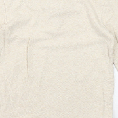 Marks and Spencer Girls Beige Round Neck Cotton Pullover Jumper Size 10-11 Years Pullover