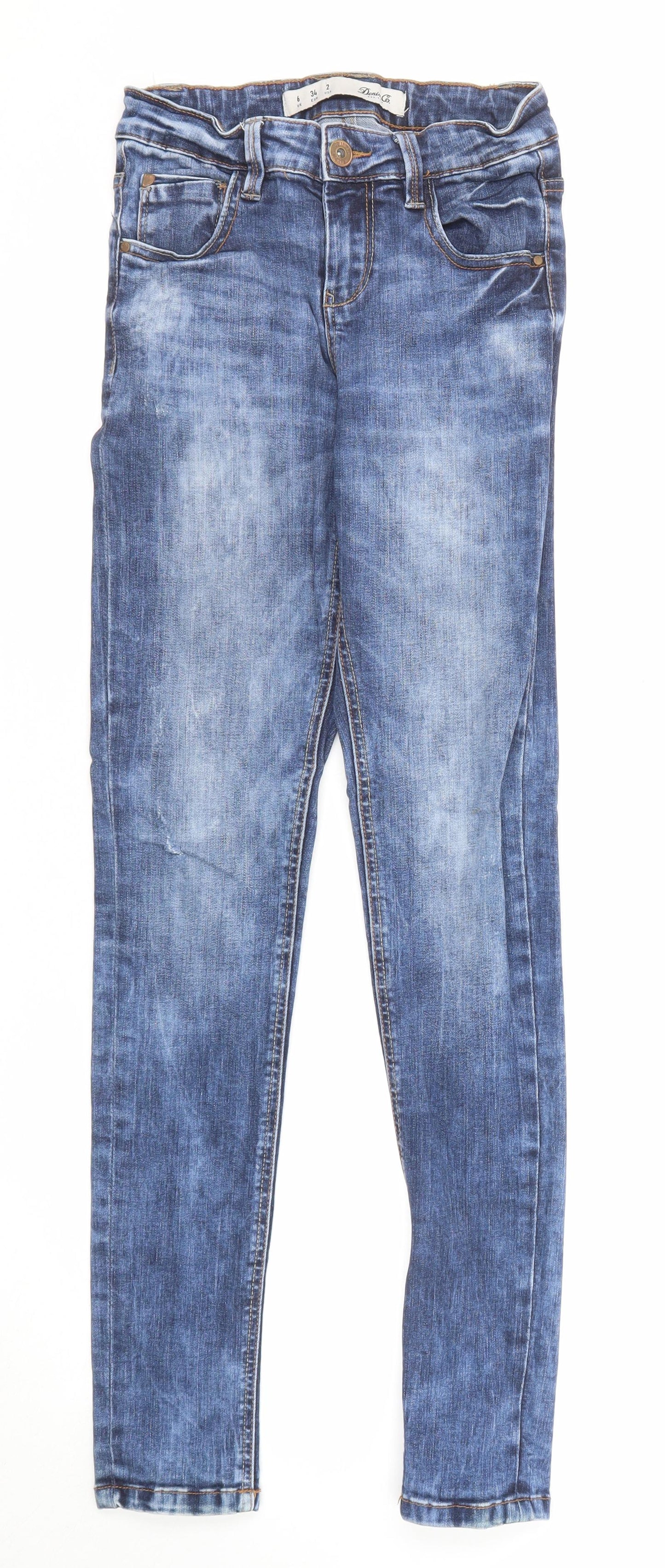 Denim & Co. Womens Blue Cotton Skinny Jeans Size 6 Regular Zip