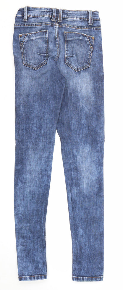 Denim & Co. Womens Blue Cotton Skinny Jeans Size 6 Regular Zip