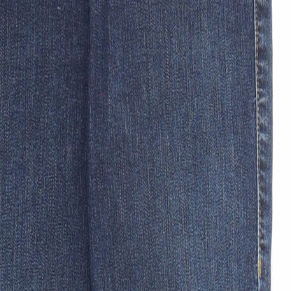 Topshop Womens Blue Cotton Skinny Jeans Size 26 in L30 in Regular Zip - Distressed Hem Look