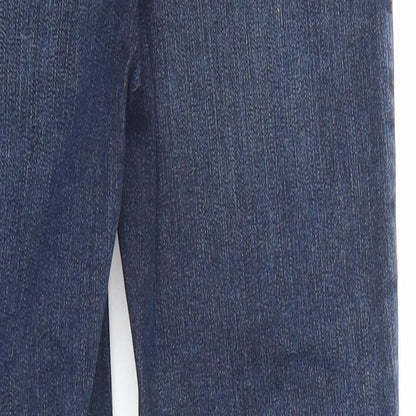 Topshop Womens Blue Cotton Skinny Jeans Size 26 in L30 in Regular Zip - Distressed Hem Look