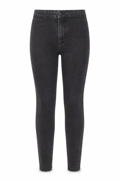 Front view of Denim & Co. women’s black cotton skinny jeans, size UK 8, regular zip - waist 22-inch