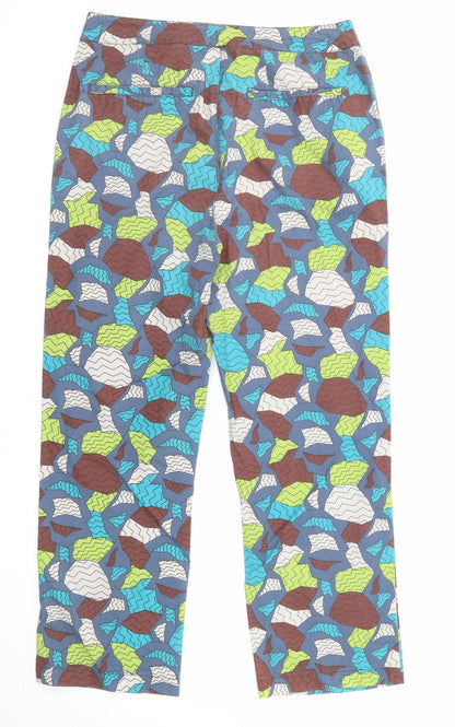 ASOS Womens Multicoloured Geometric Cotton Straight Jeans Size 12 Regular Zip