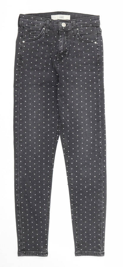 Topshop Womens Black Cotton Skinny Jeans Size 25 in L30 in Regular Zip