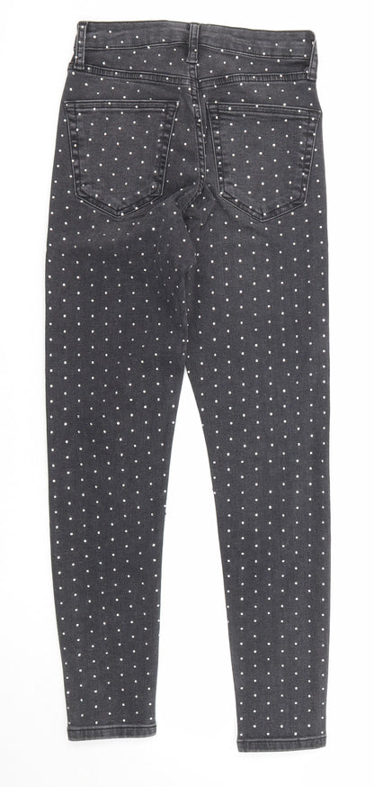 Topshop Womens Black Cotton Skinny Jeans Size 25 in L30 in Regular Zip