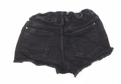 River Island Girls Black Cotton Cut-Off Shorts Size 9-10 Years Regular Zip