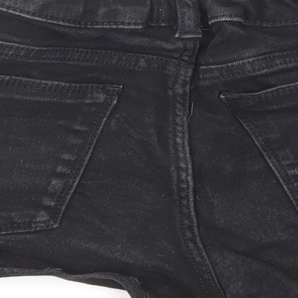 River Island Girls Black Cotton Cut-Off Shorts Size 9-10 Years Regular Zip