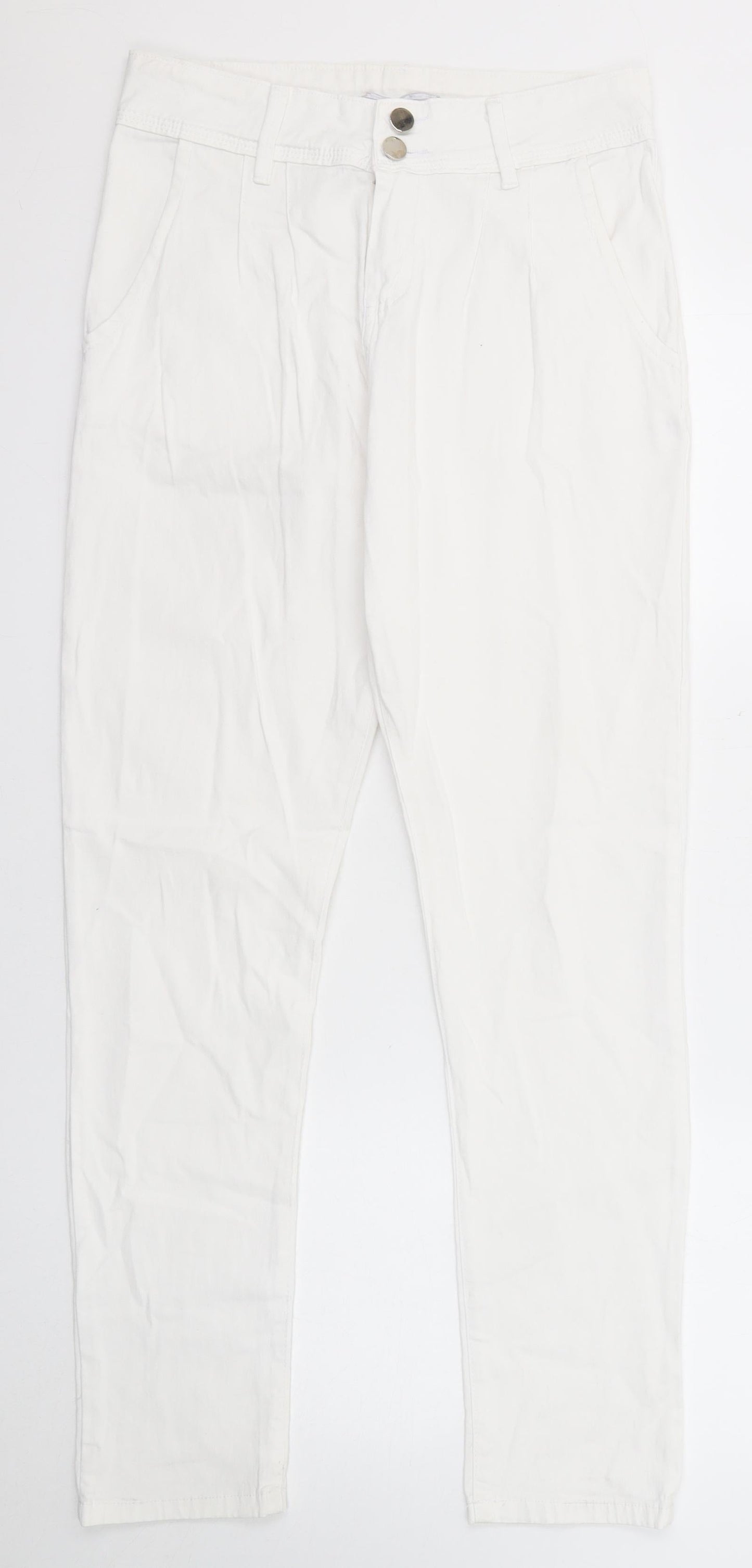 Vertu Womens White Cotton Skinny Jeans Size 10 Regular Zip