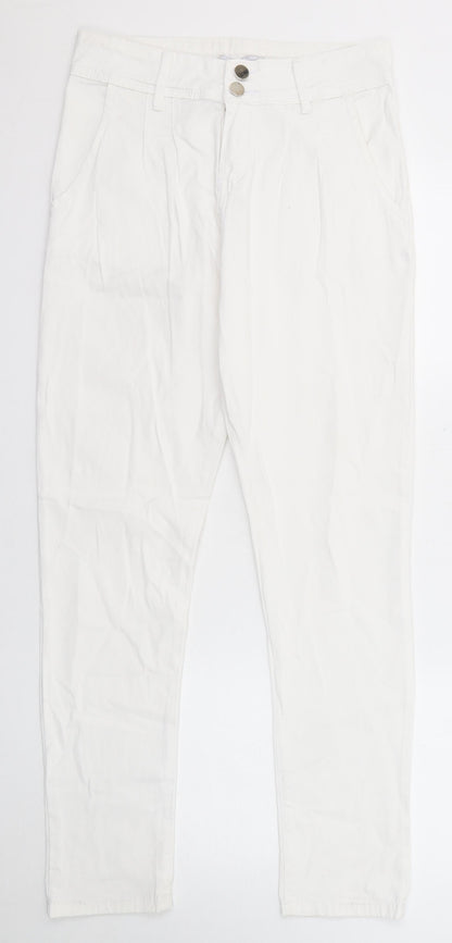 Vertu Womens White Cotton Skinny Jeans Size 10 Regular Zip