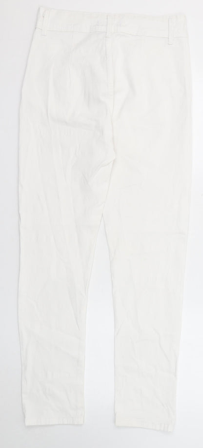 Vertu Womens White Cotton Skinny Jeans Size 10 Regular Zip