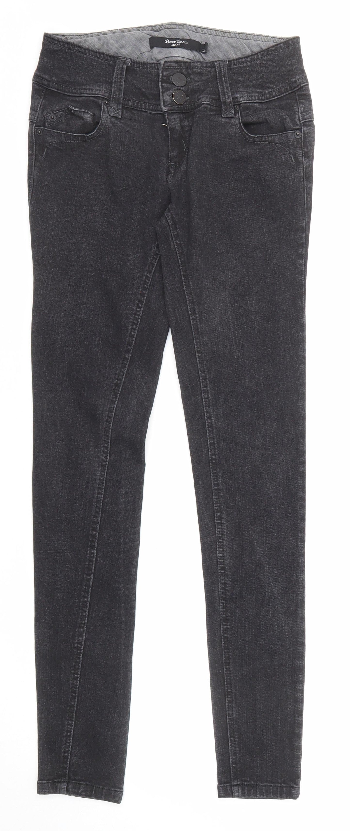Boom Boom Jeans Womens Black Cotton Skinny Jeans Size 24 in Regular Zip