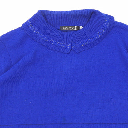 Envy Womens Blue Roll Neck Acrylic Pullover Jumper Size M - Size M-L
