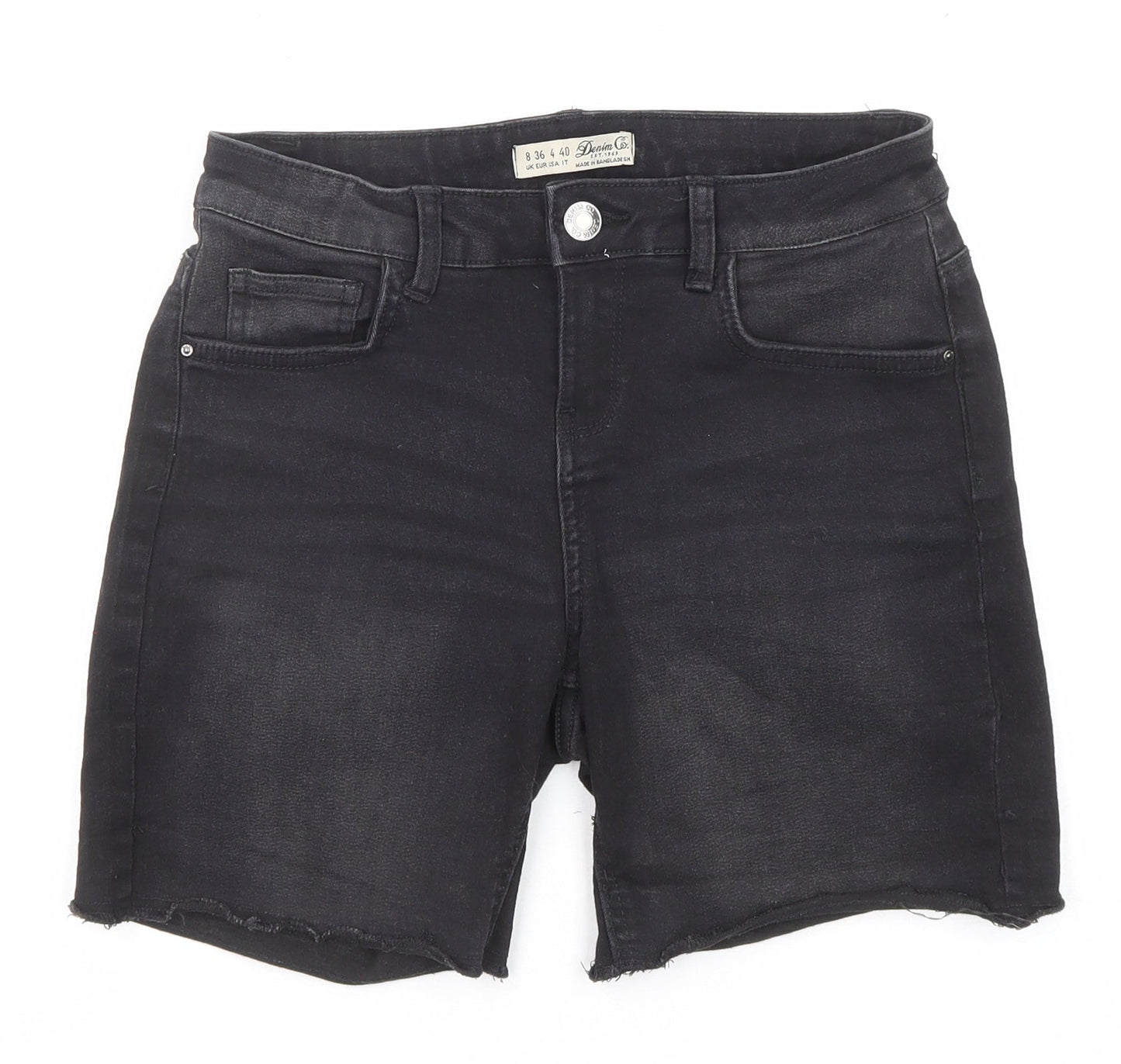 Denim & Co. Womens Black Cotton Cut-Off Shorts Size 8 Regular Zip