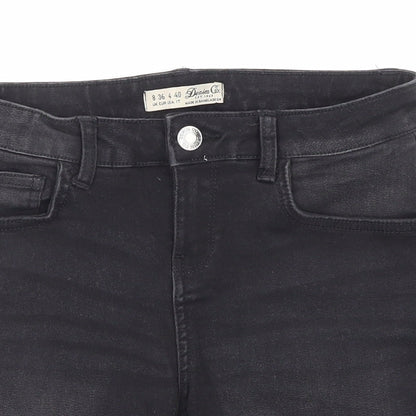 Denim & Co. Womens Black Cotton Cut-Off Shorts Size 8 Regular Zip