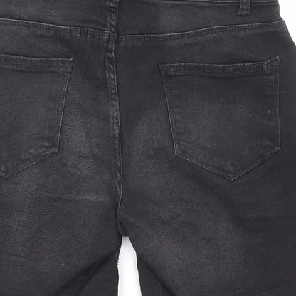 Denim & Co. Womens Black Cotton Cut-Off Shorts Size 8 Regular Zip