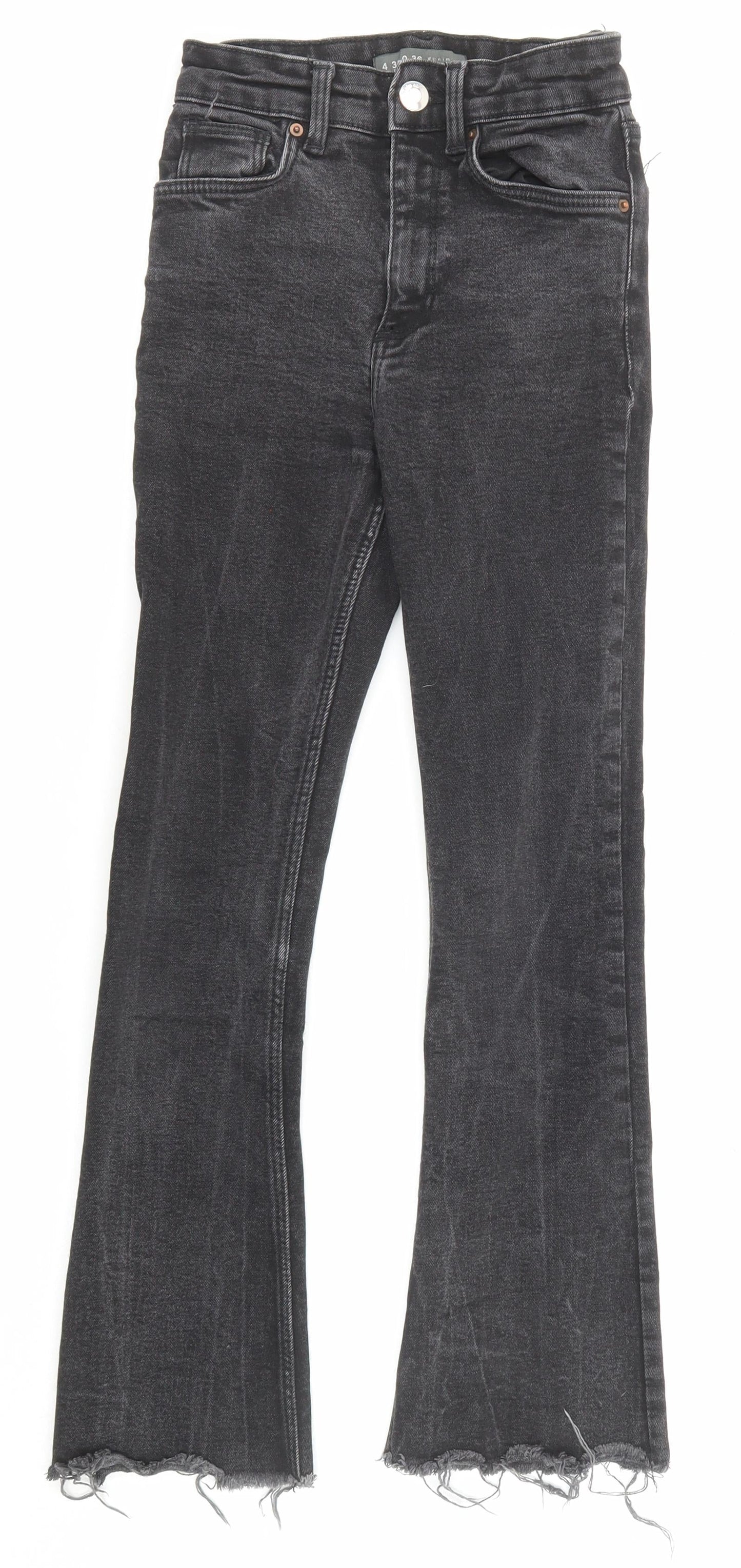 Denim & Co. Womens Black Cotton Tapered Jeans Size 4 Regular Zip - Waist 21 inches