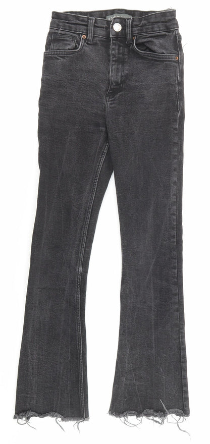 Denim & Co. Womens Black Cotton Tapered Jeans Size 4 Regular Zip - Waist 21 inches
