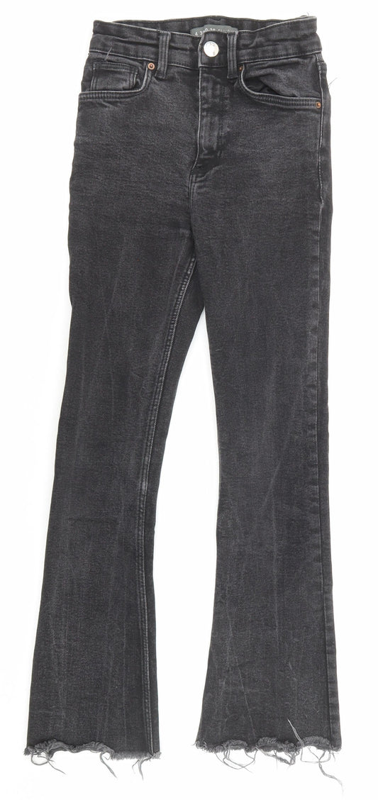Denim & Co. Womens Black Cotton Tapered Jeans Size 4 Regular Zip - Waist 21 inches