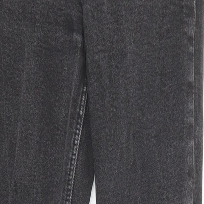 Denim & Co. Womens Black Cotton Tapered Jeans Size 4 Regular Zip - Waist 21 inches