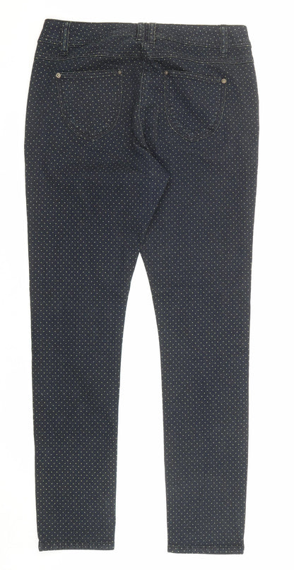 George Womens Black Polka Dot Cotton Skinny Jeans Size 12 Regular Zip