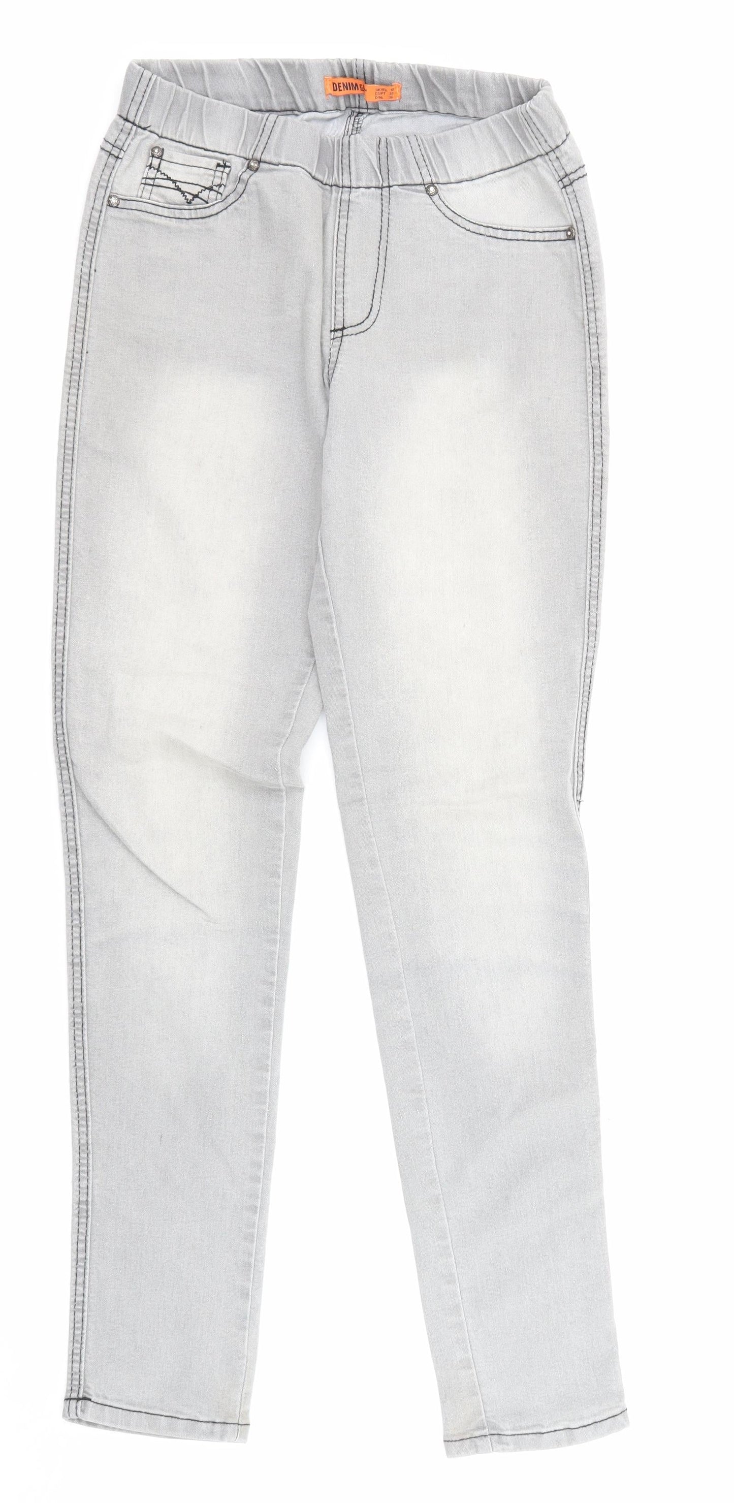 Denim & Co. Womens Grey Cotton Jegging Jeans Size 10 Regular Zip