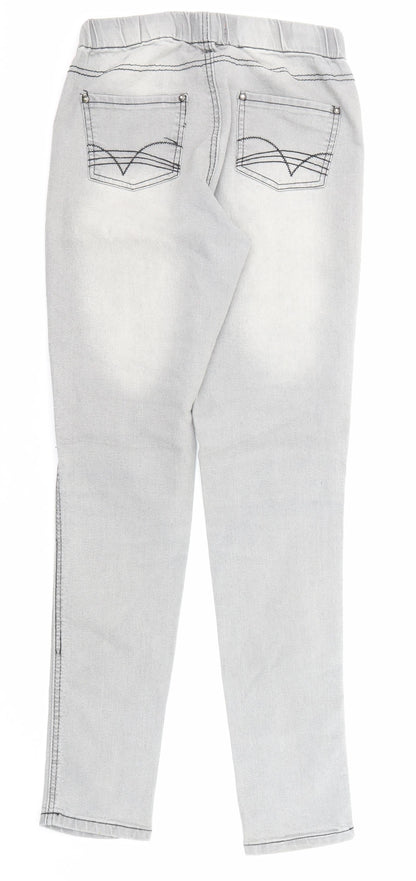 Denim & Co. Womens Grey Cotton Jegging Jeans Size 10 Regular Zip