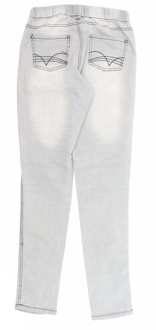 Denim & Co. Womens Grey Cotton Jegging Jeans Size 10 Regular Zip