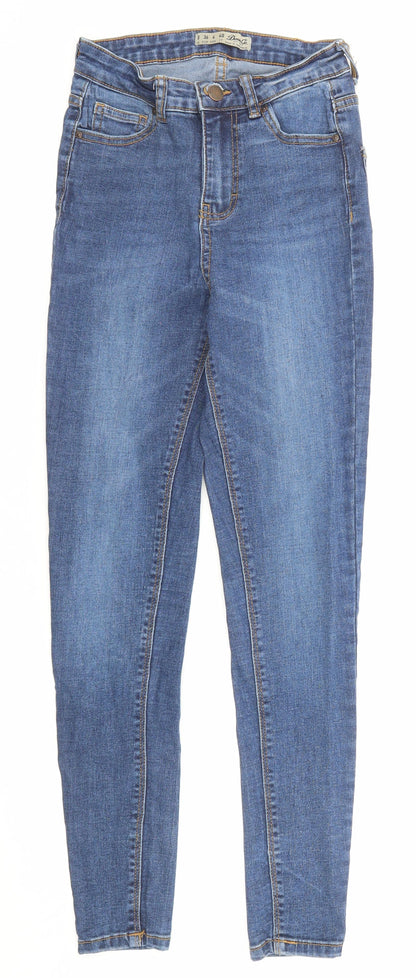 Denim & Co. Womens Blue Cotton Skinny Jeans Size 8 Regular Zip - Waist 21 inches