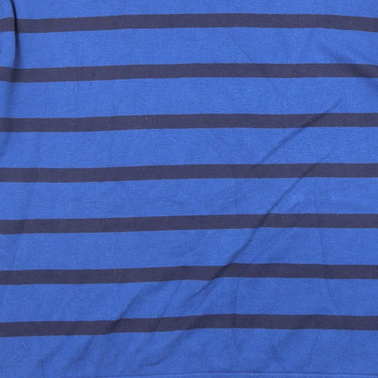 Ungaro Mens Blue Round Neck Striped Cotton Pullover Jumper Size L Long Sleeve