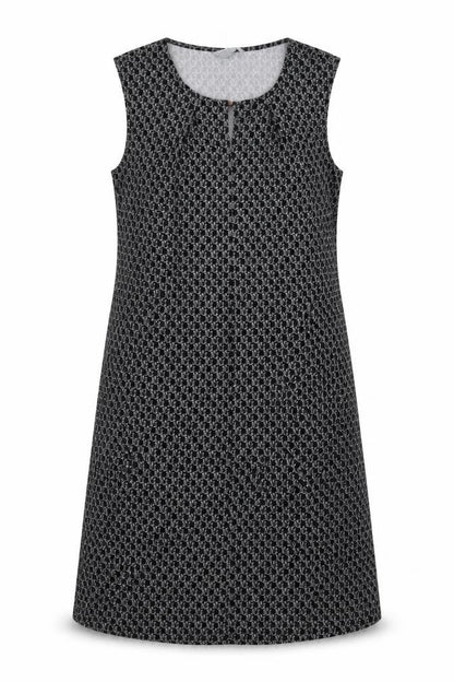 H&M Womens Black Geometric Polyester A-Line Size S Round Neck Button
