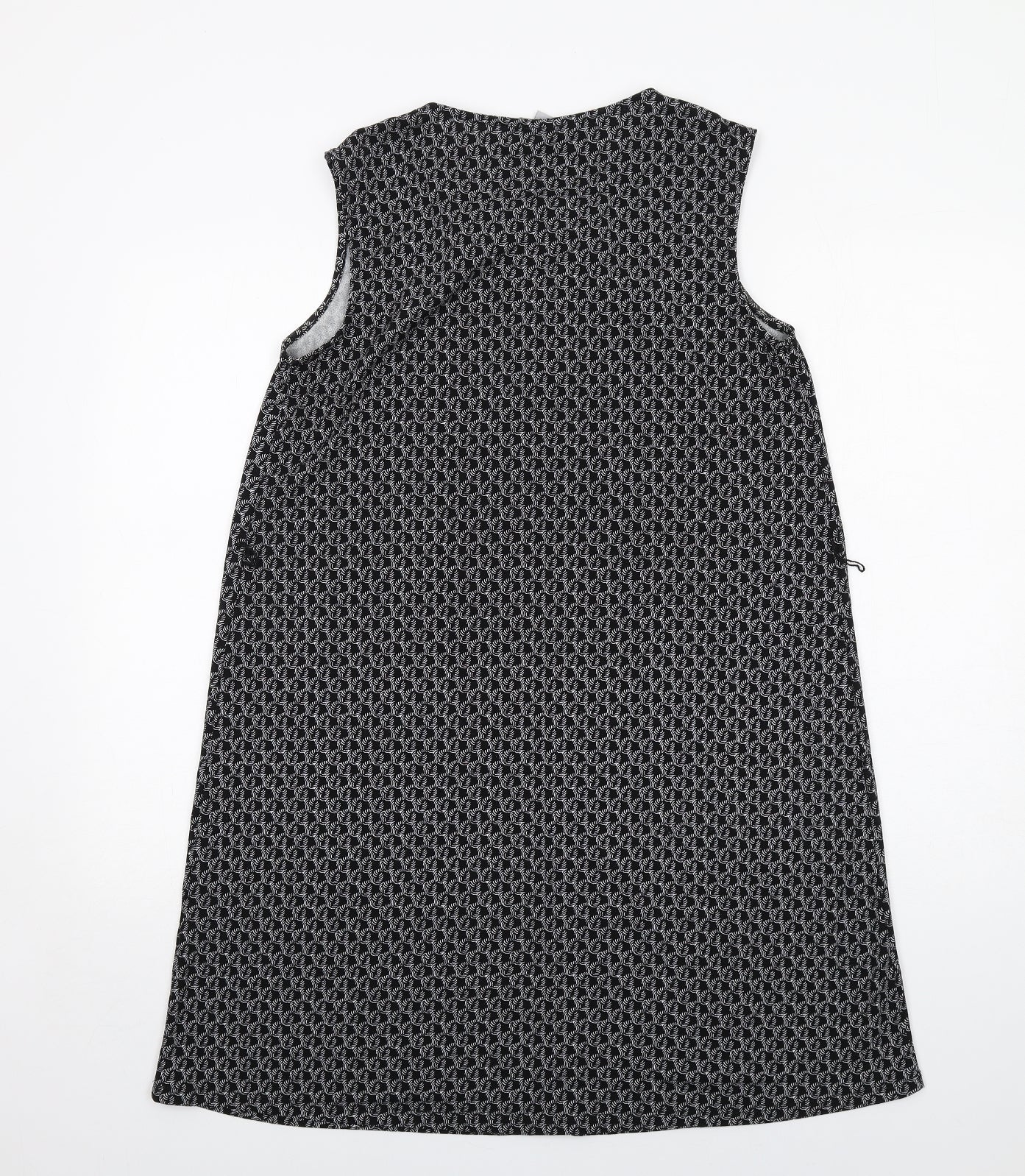 H&M Womens Black Geometric Polyester A-Line Size S Round Neck Button