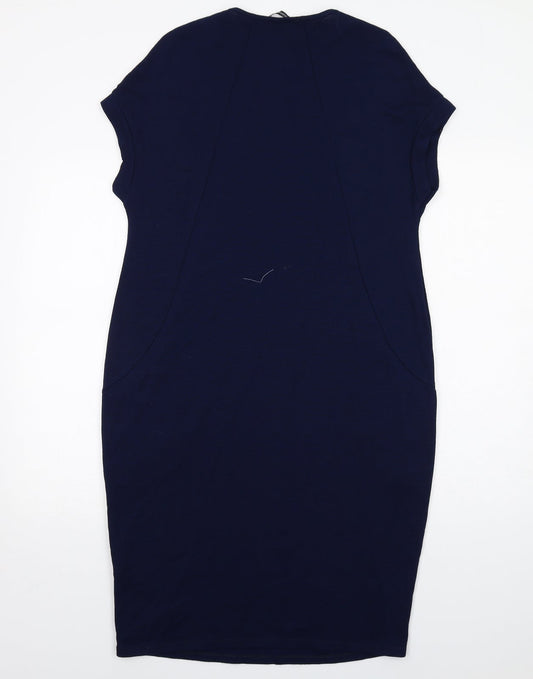 Roman Womens Blue Viscose Shift Size 12 Round Neck Pullover