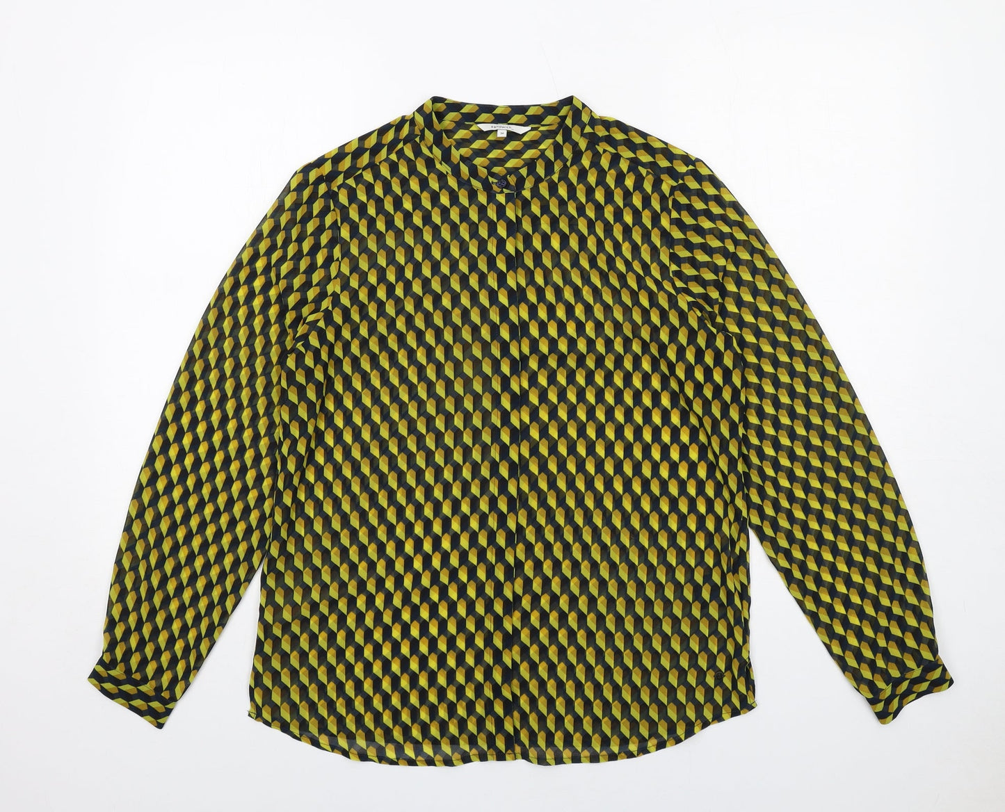 Womens UK Size 8 Sandwich Yellow Basic Button-Up