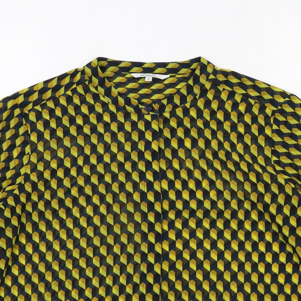 Womens UK Size 8 Sandwich Yellow Basic Button-Up