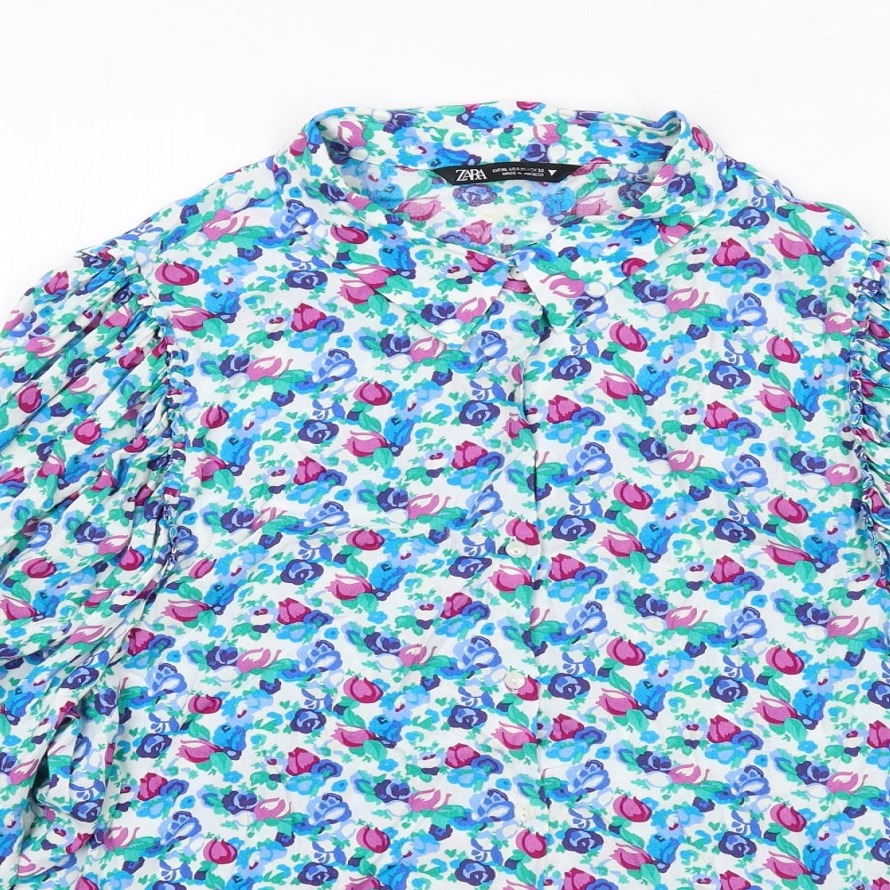 Womens UK Size XL Zara Multicoloured Basic Button-Up