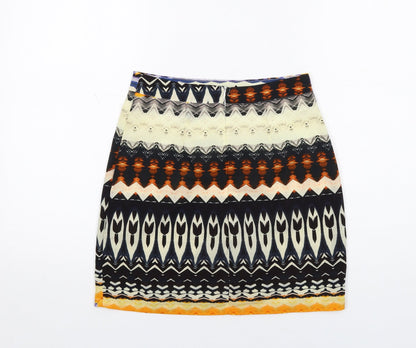Missguided Womens Multicoloured Geometric Polyester A-Line Skirt Size 8 Zip