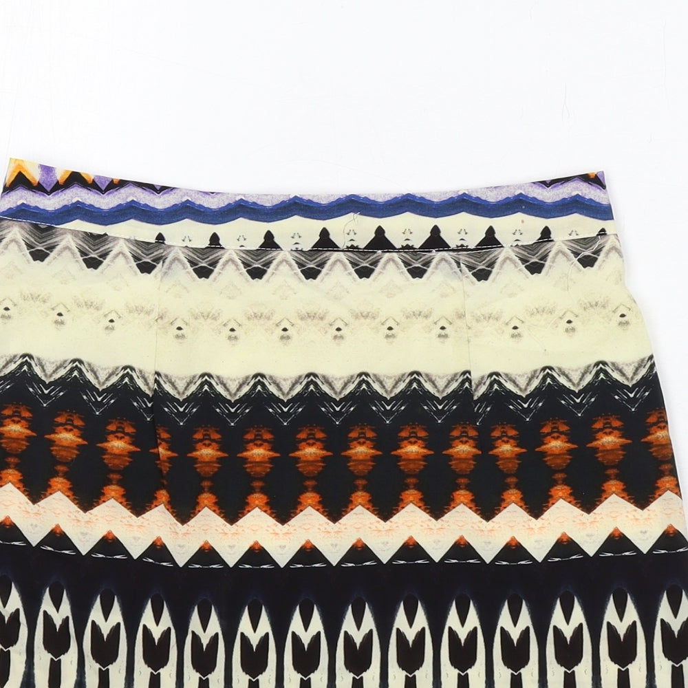 Missguided Womens Multicoloured Geometric Polyester A-Line Skirt Size 8 Zip