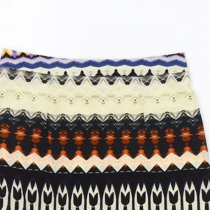 Missguided Womens Multicoloured Geometric Polyester A-Line Skirt Size 8 Zip