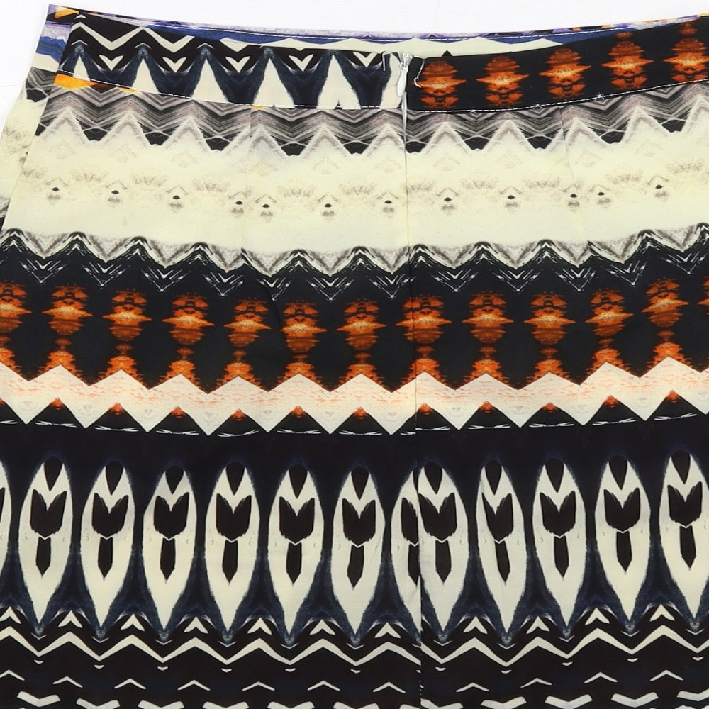 Missguided Womens Multicoloured Geometric Polyester A-Line Skirt Size 8 Zip