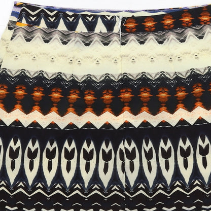 Missguided Womens Multicoloured Geometric Polyester A-Line Skirt Size 8 Zip