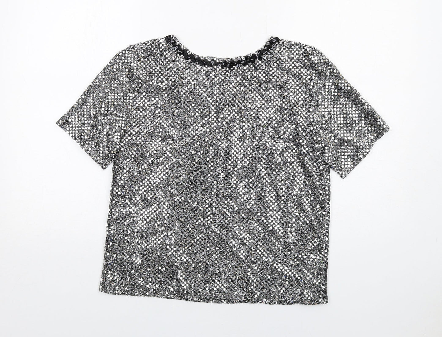 Womens UK Size 10 Gina Bacconi Silver Basic T-Shirt