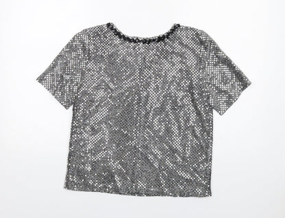 Womens UK Size 10 Gina Bacconi Silver Basic T-Shirt