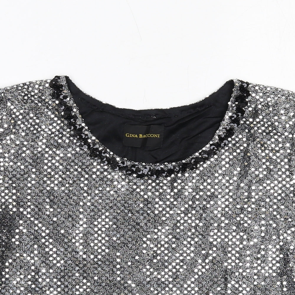 Womens UK Size 10 Gina Bacconi Silver Basic T-Shirt
