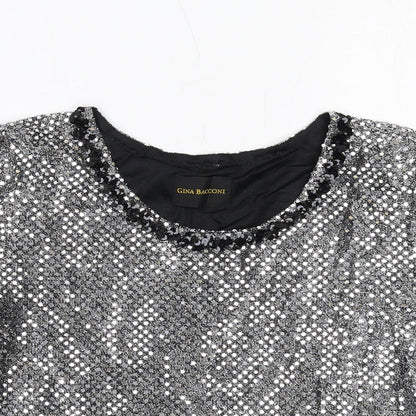 Womens UK Size 10 Gina Bacconi Silver Basic T-Shirt