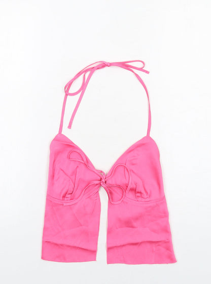 Womens UK Size L Stradivarius Pink Cropped Tank