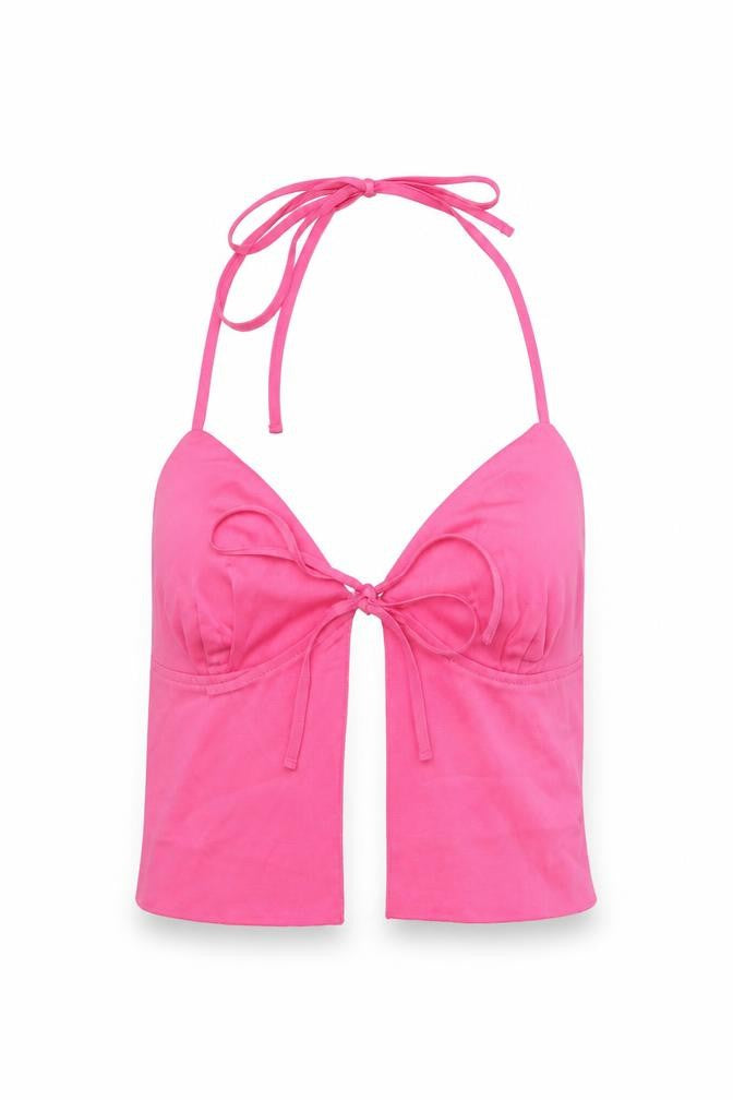 Womens UK Size L Stradivarius Pink Cropped Tank