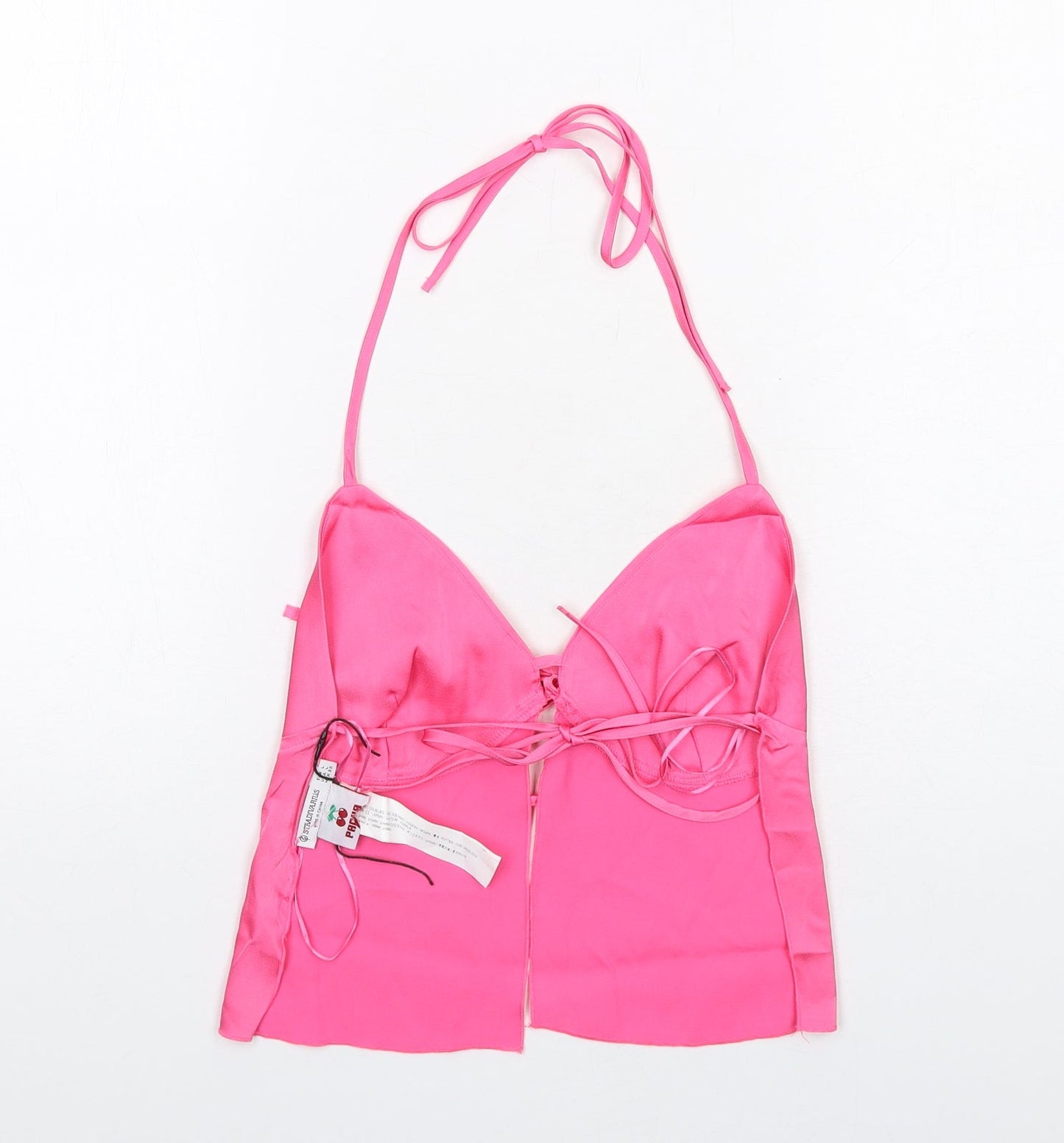 Womens UK Size L Stradivarius Pink Cropped Tank