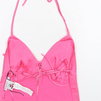 Womens UK Size L Stradivarius Pink Cropped Tank
