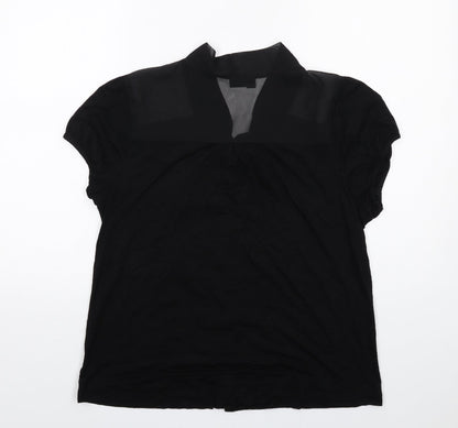 Body Flirt Womens Black Viscose Basic Button-Up Size L V-Neck