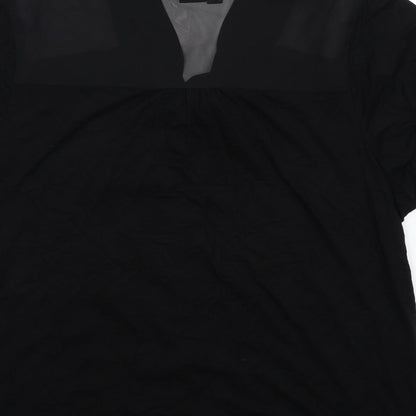 Body Flirt Womens Black Viscose Basic Button-Up Size L V-Neck